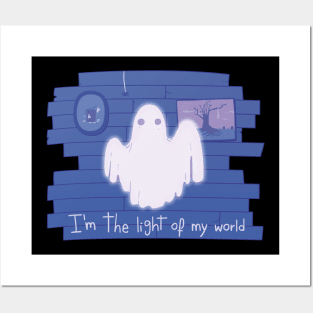 Cute Positive Ghost Light in Hunted Blue House Posters and Art